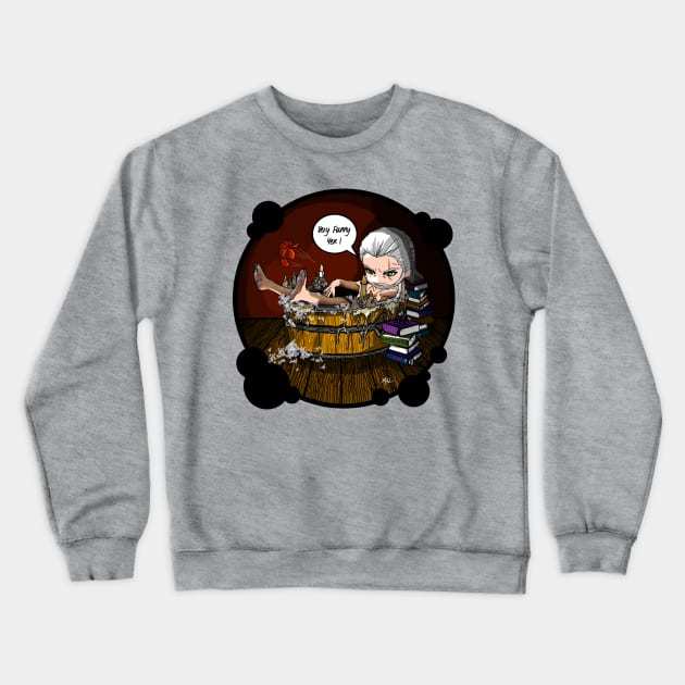 Geralt in Hot Tub (TW3) Crewneck Sweatshirt by KnavishApparel